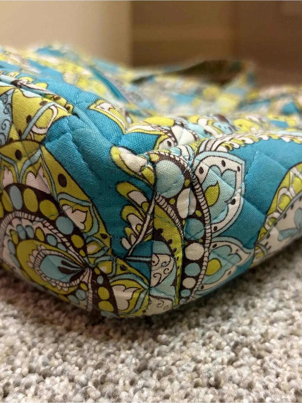 Vera Bradley Turquoise Floral Paisley Quilted Laptop Tote